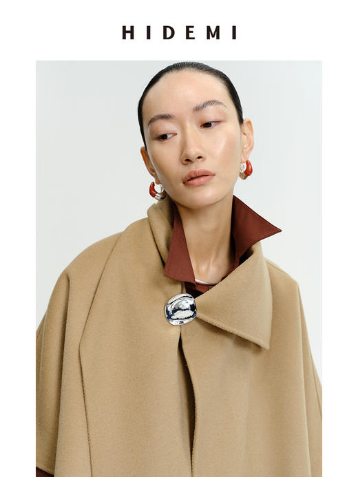 HIDEMI 简约流线感不规则圆形胸针 金色/银色 商品图1