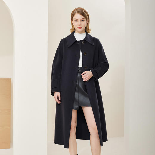 MH9D6斯尔丽瑟俪2022年冬上新商场同款高级时尚感宽松长款过膝大衣外套 商品图0