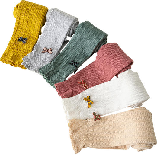 【蝴蝶结打底裤】春秋薄款童袜裤蝴蝶结花边打底裤 A类儿童打底裤 纯色蕾丝女童打底裤-QB 商品图4