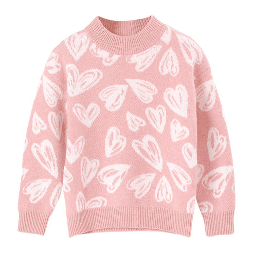 【半高领提花童装羊绒衫】羊绒世家22年秋冬新品女宝内搭100%山羊绒保暖针织毛衣 商品图5