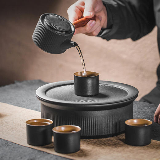 日式茶具套装家用陶瓷简约功夫茶具茶壶茶盘小套礼盒装办公室泡茶 潇湘4杯侧把套装 商品图4