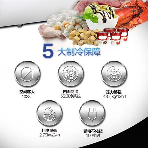海尔冰柜商用1028升 冷藏冷冻转换电子控温低温顶开门冷柜BC/BD-1028T 商品图5