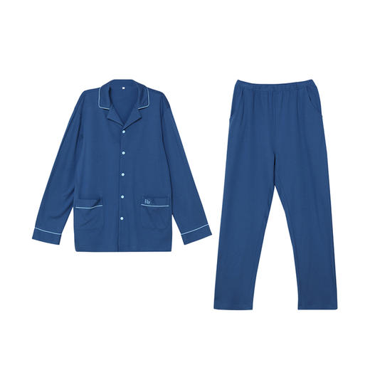 都市丽人都市锋尚好睡好眠男士正价棉质长袖套装40支CVC双面薄家居服长袖睡衣FH21G2 商品图4