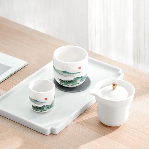 湖畔居 千里江山旅行茶具套装一壶二杯快客杯户外便携功夫茶具 商品图1
