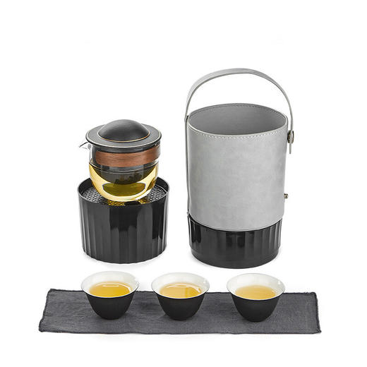 旅行茶具快客杯一壶三杯功夫茶壶陶瓷便携式户外茶具泡茶套装简约 伊-ET快客（太白色） 商品图5