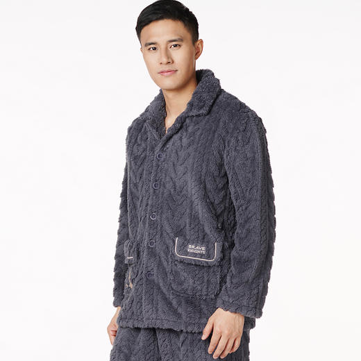 都市丽人都市锋尚生活家居男士长毛绒套装北极绒提花厚家居服长袖睡衣FH21H5 商品图1