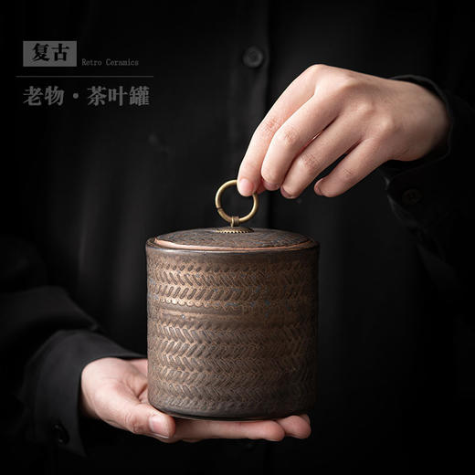 宽口茶叶罐粗陶醒茶罐普洱茶收纳盒陶瓷茶叶密封罐储物罐 商品图3