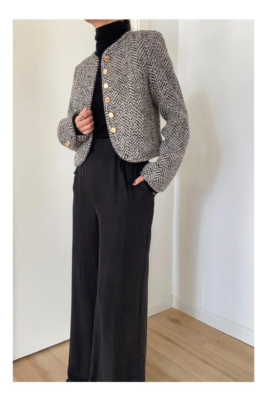 Viktoria Chan｜AW22030 Zaya tweed jacket 黑白呢短外套 商品图2