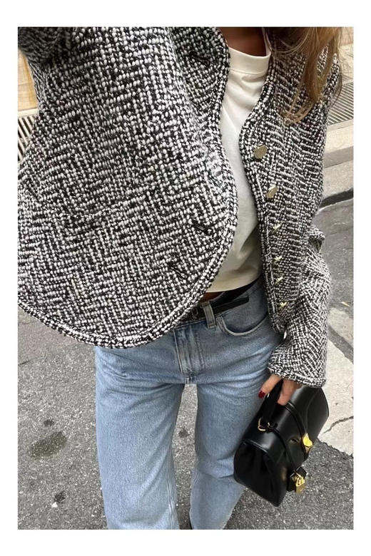 Viktoria Chan｜AW22030 Zaya tweed jacket 黑白呢短外套 商品图3