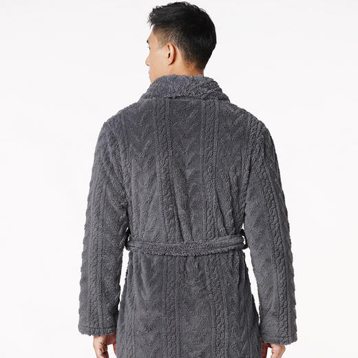 都市丽人都市锋尚轻松浴室男士法兰绒单件袍北极绒提花厚家居服单件袍睡衣FH27H7 商品图2