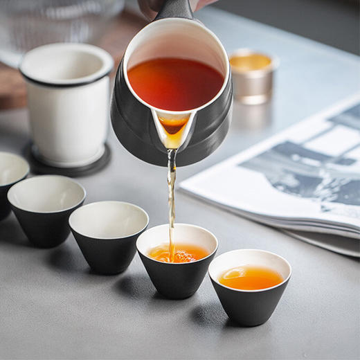 便携式泡茶壶套装旅行茶具快客杯一壶五杯功夫茶具茶壶随身泡茶小 暮雨快客杯（黑） 商品图6
