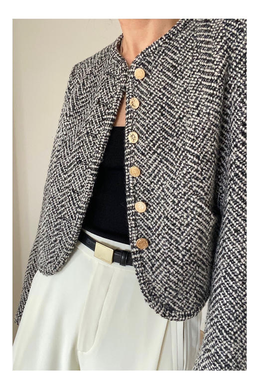 Viktoria Chan｜AW22030 Zaya tweed jacket 黑白呢短外套 商品图0