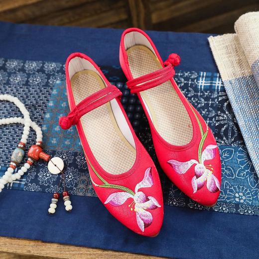 【幽兰】新款民族风亮丝布绣花布鞋 YR 商品图6