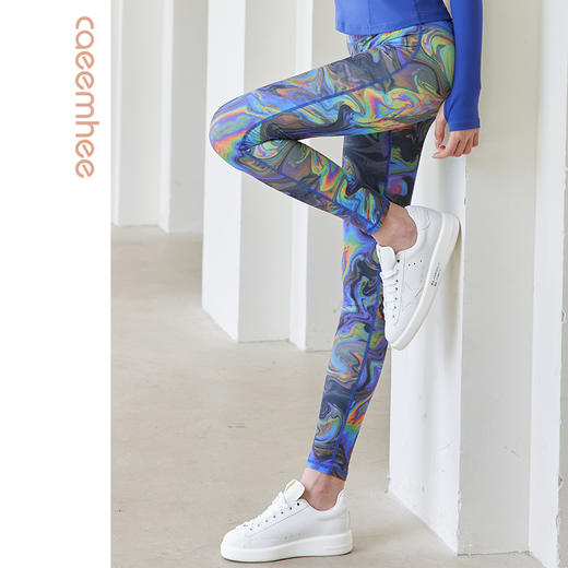 卡益花色长裤 K01615女士瑜伽裤紧身健身裤 商品图2