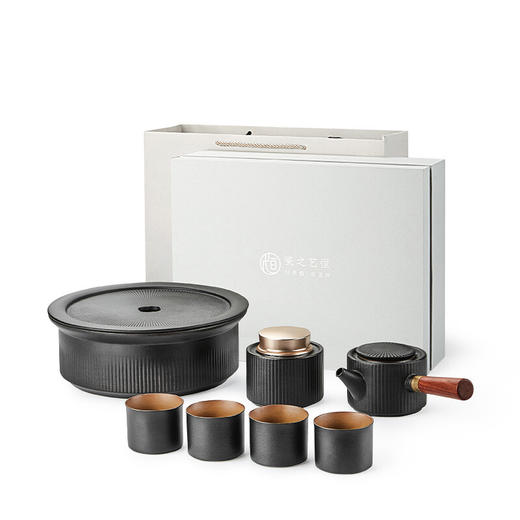 日式茶具套装家用陶瓷简约功夫茶具茶壶茶盘小套礼盒装办公室泡茶 潇湘4杯侧把套装 商品图3