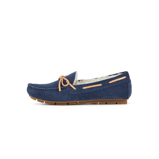 西村名物22年秋冬新款简约可爱毛毛鞋一脚蹬加绒保暖乐福鞋女37801 商品图2