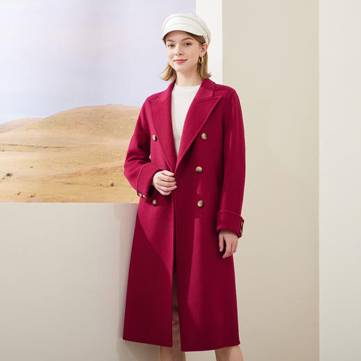 MH9D8斯尔丽瑟俪2022年冬上新商场同款高级立体剪裁H版系腰带长款大衣 商品图0