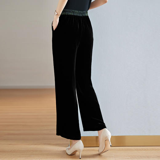 中腰宽腿垂坠感显瘦真丝绒直筒裤ZS-9199 商品图2
