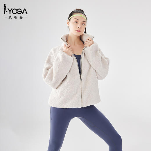 iyoga秋冬羊羔绒保暖外套金属拉链防风高领防风宽松版型穿着舒适J025 商品图0