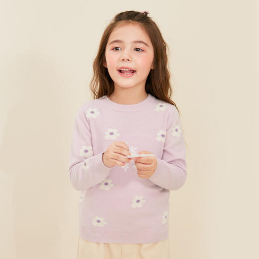 【女童花驼提花羊绒衫】羊绒世家秋冬新品女宝100%山羊绒衫内搭保暖毛衣 商品图2