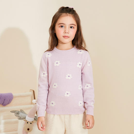 【女童花驼提花羊绒衫】羊绒世家秋冬新品女宝100%山羊绒衫内搭保暖毛衣 商品图4