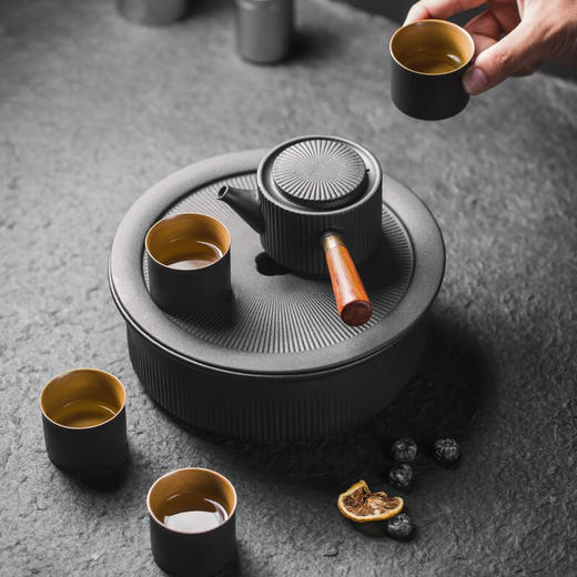 日式茶具套装家用陶瓷简约功夫茶具茶壶茶盘小套礼盒装办公室泡茶 潇湘4杯侧把套装 商品图9