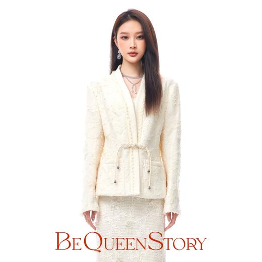 BeQueenStory【白金茉莉】中式国风软糯浮雕轻奢毛呢外套 商品图0