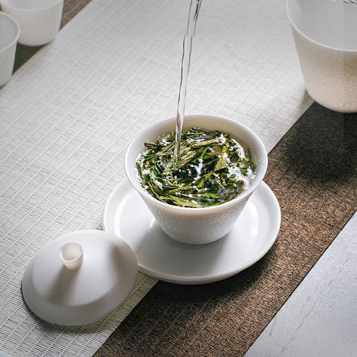 白瓷茶具套装家用客厅陶瓷盖碗茶杯整套办公室会客泡茶礼盒装 月白茶具套装 商品图4