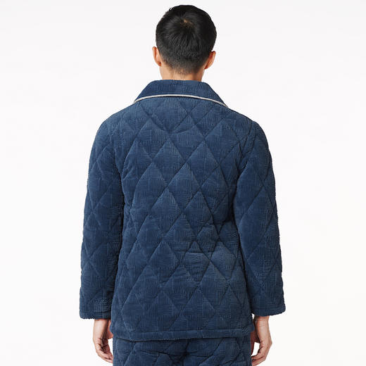 都市丽人都市锋尚生活家居男士加厚夹棉套装牛奶绒烂花夹棉厚家居服长袖睡衣FH21J6 商品图2