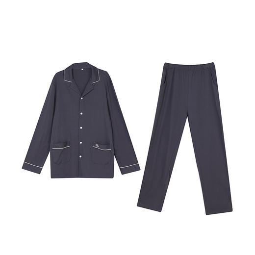 都市丽人都市锋尚好睡好眠男士正价棉质长袖套装40支CVC双面薄家居服长袖睡衣FH21G2 商品图3