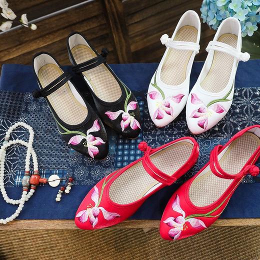 【幽兰】新款民族风亮丝布绣花布鞋 YR 商品图2