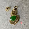 18K黄金和田玉（碧玉）镶钻吊坠-葫芦 /蛋面6*8mm/苹果绿 商品缩略图4