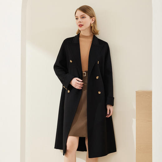 MH9D8斯尔丽瑟俪2022年冬上新商场同款高级立体剪裁H版系腰带长款大衣 商品图2