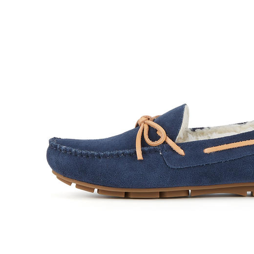 西村名物22年秋冬新款简约可爱毛毛鞋一脚蹬加绒保暖乐福鞋女37801 商品图4