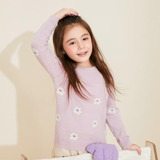 【女童花驼提花羊绒衫】羊绒世家秋冬新品女宝100%山羊绒衫内搭保暖毛衣 商品图1