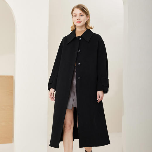MH9D6斯尔丽瑟俪2022年冬上新商场同款高级时尚感宽松长款过膝大衣外套 商品图1