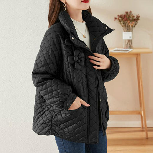 ZS-9203冬装新款气质轻奢小香风羽绒服菱格鸭绒女装女小个子短款外套 商品图3