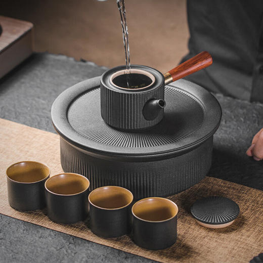 日式茶具套装家用陶瓷简约功夫茶具茶壶茶盘小套礼盒装办公室泡茶 潇湘4杯侧把套装 商品图7