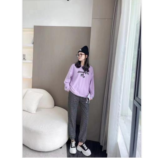 【一中】银泉8819德绒条纹女睡衣套（均码/150斤以下可穿） 商品图2