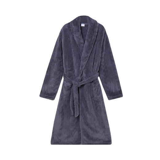 都市丽人都市锋尚轻松浴室男士法兰绒单件袍北极绒提花厚家居服单件袍睡衣FH27H7 商品图3