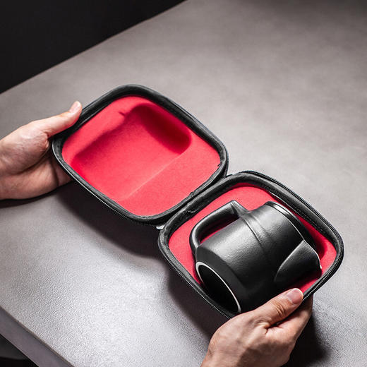 便携式泡茶壶套装旅行茶具快客杯一壶五杯功夫茶具茶壶随身泡茶小 暮雨快客杯（黑） 商品图4