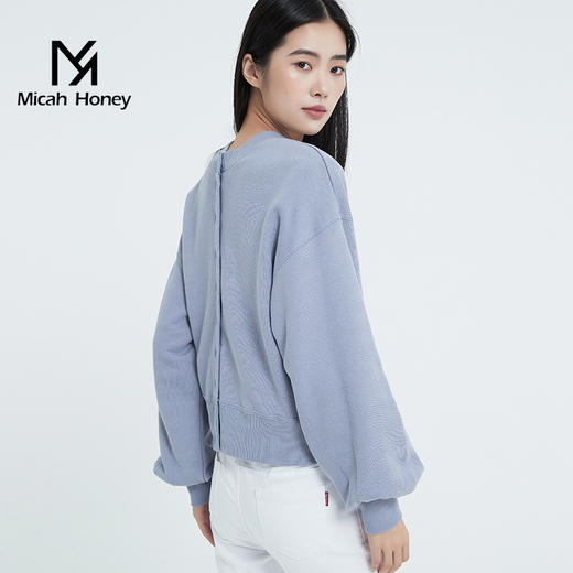 FXQ 米加蜜纯棉女式上衣灯笼袖短款卫衣开衫外套 商品图4