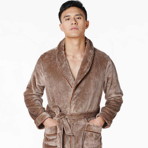 都市丽人都市锋尚轻松浴室男士法兰绒单件袍法兰绒厚家居服单件袍睡衣FH27H8 商品图0