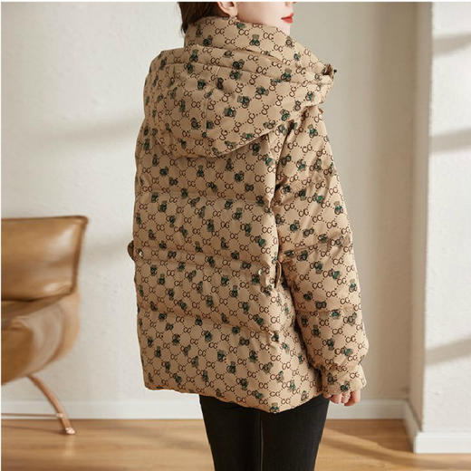 防风连帽驼色小个子短外套鸭绒羽绒服ZS-9112 商品图1