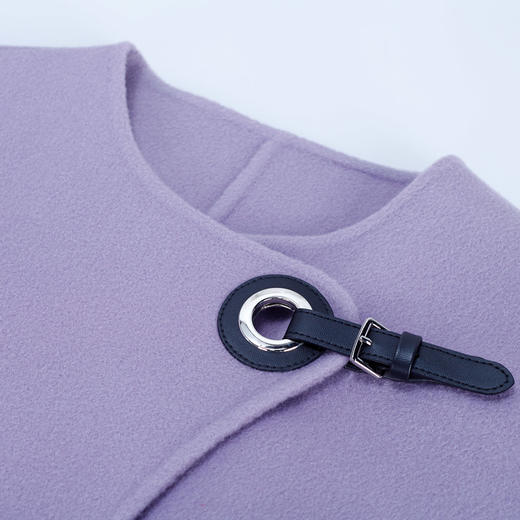 MH9E9斯尔丽瑟俪2022年冬上新商场同款圆领时尚皮搭扣大口袋中长款大衣 商品图3