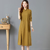 立领旗袍针织过膝配大衣打底毛衣裙CC-E-8509 商品缩略图3