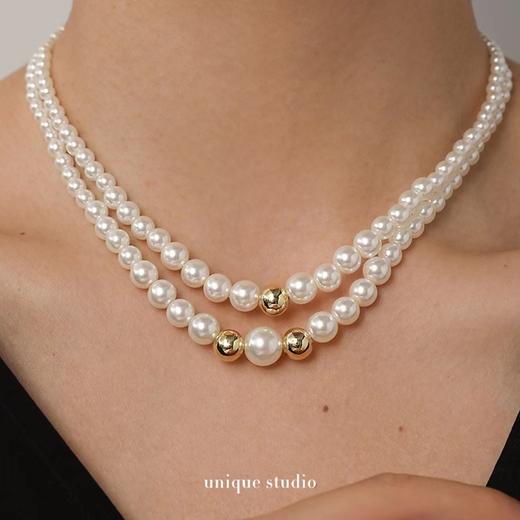 Oflye潮流饰品  双层叠戴小珍珠项链女时尚个性颈链小众设计气质轻奢锁骨链 商品图0