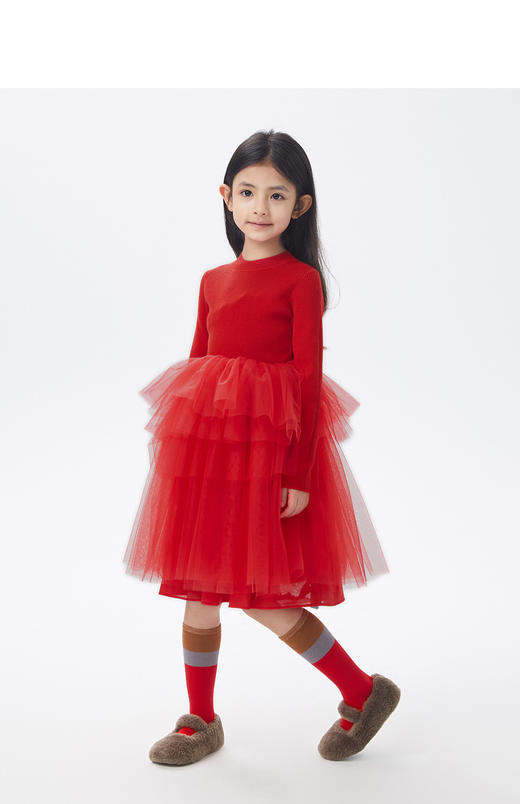 JNBY  22年冬款  网纱长袖毛衫连衣裙   1MAG10730 商品图3