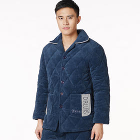 都市丽人都市锋尚生活家居男士加厚夹棉套装牛奶绒烂花夹棉厚家居服长袖睡衣FH21J6