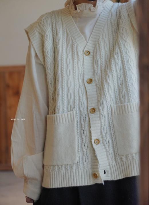 Yarra奶白棕色背心毛衣 商品图5